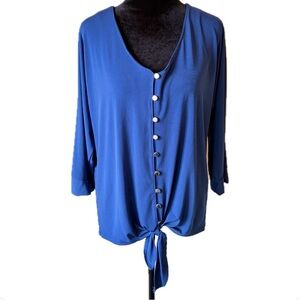Notations Button Front Top with Tie Waist